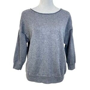 Gap Sweater Women’s L Gray Heather Rib Knit Pullover 3/4 Sleeve Comfy Cozy